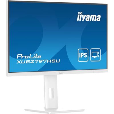 iiyama XUB2797HSU-W2 Bisel Blanco IPS de 27 Pulgadas, 100 Hz, 1 ms (MPRT), 1920 x 1080, HDMI/DP, 2 USB, Soporte de Altura Ajustable, TCO09 y TUV-GS