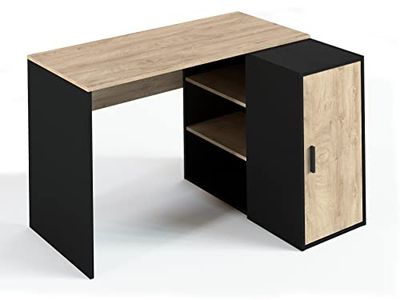 Marque Amazon - Movian Bureau d’angle Lodi avec rangement, 120 x 90 x 77 cm, chêne/noir
