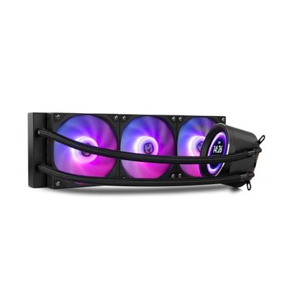 NOX XTREME PRODUCTS X-360 LCD BLACK - Refroidissement liquide ARGB avec écran LCD personnalisable, Intel et AMD, 3 ventilateurs 120mm PWM control, pompe de cuivre, triple radiateur en aluminium, noir