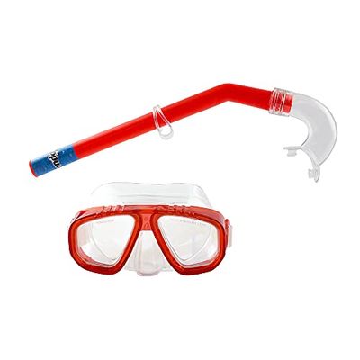 fondosub Conjunto Buceo snórkel Infantil Gafas Cristal policarbonato y Tubo 4 a 7 años Rojo (50028)