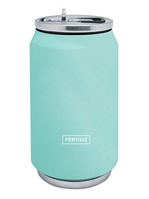 Nerthus FIH 786 Lata Isotérmica Doble Pared color Turquesa 330ml, Acero Inoxidable, junta Silicona, Libre de BPA, 18/8