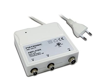 FM/VHF/UHF inomhusförstärkare med 30 DB förstärkningsjustering med 4G-filter - vit - Metronic 332176