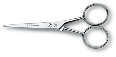 3 Claveles 27003 Mustache Scissors for Barbershop, Straight 4.5 Inches