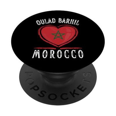 Morocco Flag Heart Oulad Barhil City PopSockets PopGrip Adhesivo