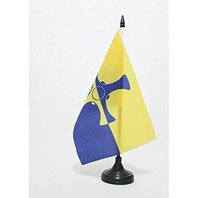 AZ FLAG - Drapeau De Table Comté de Durham 21x14 cm - Petit Drapeau De Durham County De Bureau 100% Polyester avec Hampe De 25cm Et Socle en Plastique Noir