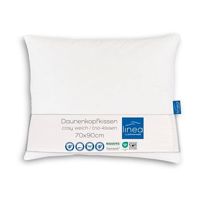 Böhmerwald Exclusief hoofdkussen met drie kamers, buitenkant: 90% dons / 10% veren, binnenkant: 100% veren, vulgewicht: 800 + 200 g, steuncomfort: zacht, 70 x 90 cm, 1 stuk (1 stuk), wit