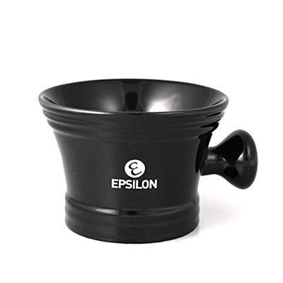 Epsilon Ciotola da barba in ceramica con manico nero, standard, unica