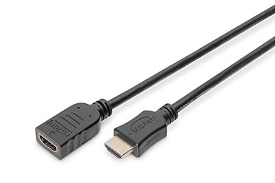 DIGITUS HDMI High Speed-förlängningskabel, typ A St/Bu, 3.0m, w/Ethernet, UHD 4K@24Hz, guld, sv