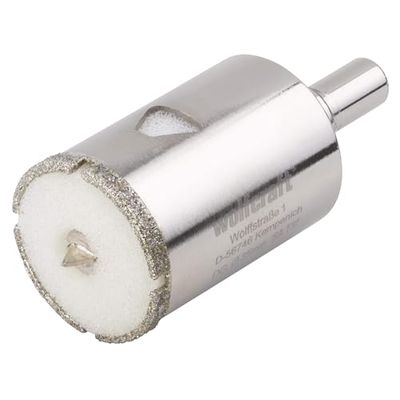 wolfcraft Coroa de perfuração de diamante "Ceramic" com broca centradora e haste I 5926000 I Para instalações sanitárias e elétricas em azulejos e azulejos; profundidade de corte: 45 mm