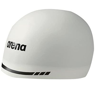 Arena 3D Soft USA Bonnet de bain unisexe en silicone pour adulte pour homme et femme, kit d'entraînement et de course de piscine, blanc, taille L