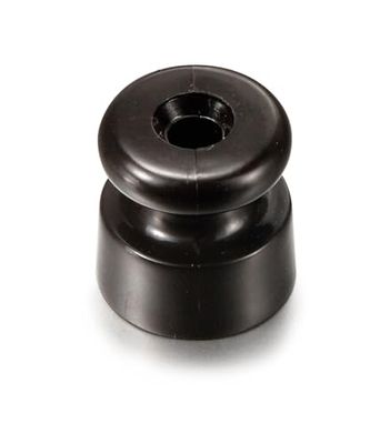 Isolador para cabo entrançado Garby - Isolador de cabos estilo vintage de porcelana castanha - braçadeira para cabo Fontini - pack de 5 unidades