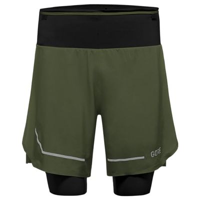 GORE WEAR Ultimate 2in1 Shortss, Pantaloncini Uomo, Verde Utilitario, XL