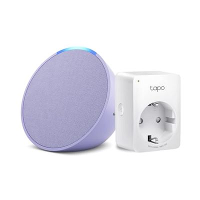 Echo Pop | Lavanda + TP-Link Tapo Presa intelligente, compatibile con Alexa - Kit di base per Casa Intelligente