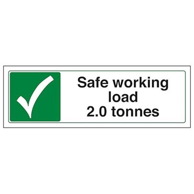 V Safety Safe Working Load 2.0 Tonnes – Paysage 300 x 100 mm – Panneau de sécurité composite en aluminium brossé 3 mm