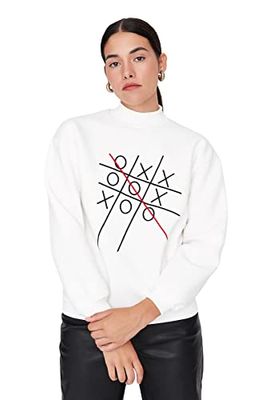 Trendyol Dames Regular Standaard Gebreide Sweatshirt met hoge hals, Ecru, XS