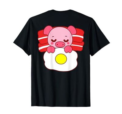 Simpatico maialino che dorme su pancetta cuscino e coperta a forma di uovo sul retro Maglietta