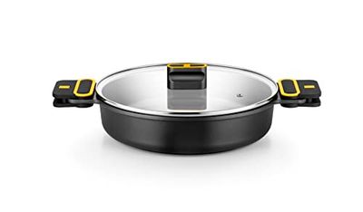 BRA Daily Pro | Faitout Haut en Aluminium Coulé, Revêtement Antiadhésif sans Pfoa, Tous Feux Dont Induction, 24 cm, Noir/Jaune