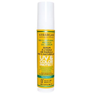 Kerargan - Suero Capilar Protector UV y Color con Aceite de Marula para Cabello Seco y Teñido - Anti-Frizz, Alisador, Hidratante - Sin Sulfatos, OGM, Aceite Mineral - 50ml