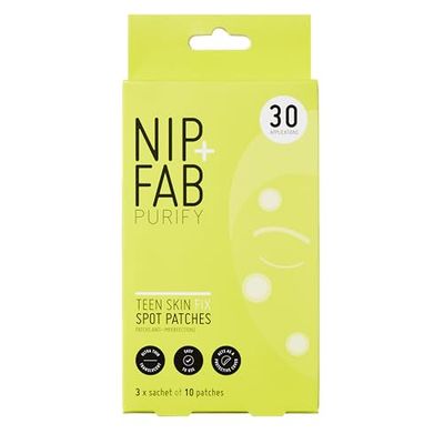 Nip+Fab Teen Skin Spot Patches, 30 Patches, Perfect for Blemish-Prone Teenage Skin, Anti-Spots with Salicylic Acid, Witch Hazel and Wasabi Extract, Face Skin Exfoliating, Calming