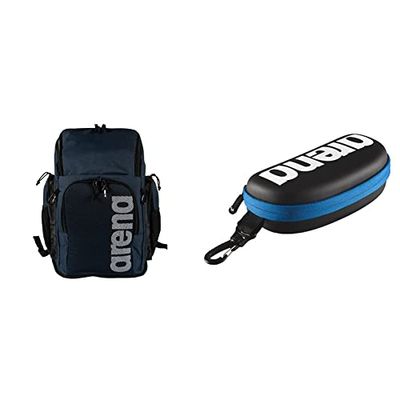 arena Backpack 45 Bags Unisex-Adult, Team Navy Melange, No Size & Étui à Lunettes de Natation Unisexe, Noir/Blanc/Royal, Taille Unique