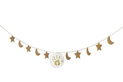 Baby Art®, bandiere lucide per camera da letto, decorazione per la cameretta dei neonati, festone con bandiere, colore oro