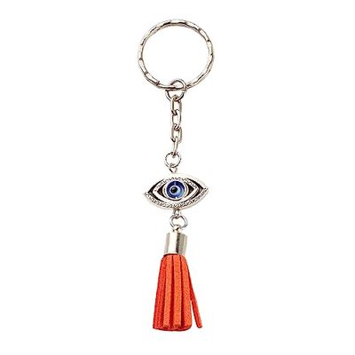 VIE Evil Eye Faux Suede Tassel Keychain, Assorted Colour