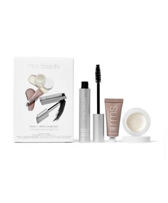 RMS Beauty Shine plus Define Collection For Women 3 Pc 0.28oz Eyelights Cream Eyeshadow, 0.17oz Living Luminizer, 0.34oz Straight Up Volumizing Peptide Mascara
