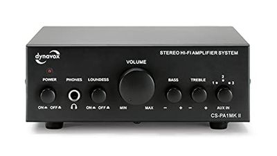 Dynavox CS-PA1 MK II Mini amplificatore stereo, controllo dei toni per bassi e alti, connettore da 6,3 mm per cuffie, nero