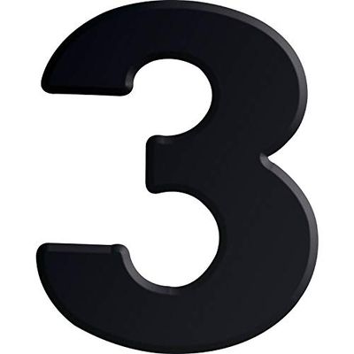 Chiffre autocollant, type 3, hauteur 30 mm, aluminium anodisé noir.