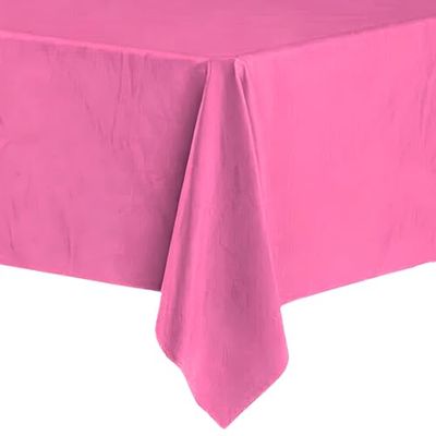 Solid Lovely Pink Short Fold Rectangular Plastic Table Cover (137cm x 274cm) 1 Count - Elegant & Durable Tablecloth for Parties, Events, and Home Use