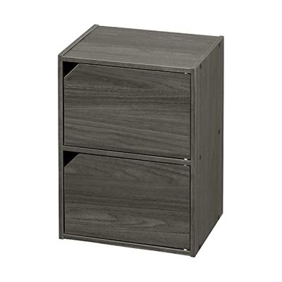 Iris Ohyama, Wastafelonderkast/Kast met deuren/Kast met planken/Boekenkast/Kast met 2 deuren, Design, modulair, Kantoor, Woonkamer - Module Shelf - MDB-2D - Grijs Eiken