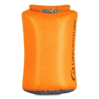 Lifeventure Saco impermeável leve de 15 litros de capacidade, tecido anti-desgaste silicone com costuras totalmente seladas; saco impermeável leve para caiaque, campismo, caminhadas e desportos