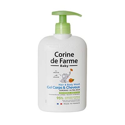 Corine de Farme - Gel Lavant Surgras Corps & Cheveux Bébé - au Calendula, 95% d'Origine Naturelle - Convient Peaux Sensibles - Fabrication Française - 500 ml