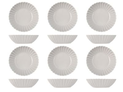 H&h set 6 piatti fondi lotus grigio cm18