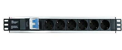 Techly I-Case strip-16sh 6 AC Outlet (S) 1,5U Aluminium, Black Power Distribution Unit (PDU) - Power Distribution Units (PDUs) (Basic, 1.5U, Single Fase, Horizontaal, Aluminium, Aluminium, Zwart)