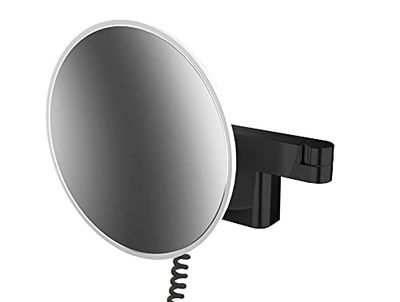 Emco Evo Miroir cosmétique et de Rasage à LED sur Bras articulé Double articulé, Miroir cosmétique Rond avec éclairage à Montage Mural, Miroir grossissant à intensité Variable (x5)