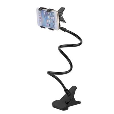 PARENCE.- Support de Téléphone Réglable en Col de Cygne, Bras Articulé 360° Rotation/Support Universel Flexible à Double Pinces pour Smartphone/Bureau, Lit - Couleur Noir