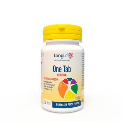 LongLife® One tab complete | Integratore multivitaminico ad alto dosaggio | Multivitaminico donna uomo | Energia e benessere | Senza glutine