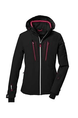 killtec Donna Giacca da sci/giacca funzionale con cappuccio con zip, paraneve e ventilazione sotto le ascelle KSW 41 WMN SKI JCKT, schwarz blau, 40, 41974-000