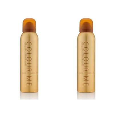 COLOUR ME Gold Homme 150ml Body Spray Perfume for Men. Luxury Fragrance - Mens Aftershave, Long Lasting Fragrance for Men by Milton-Lloyd (Pack of 2)