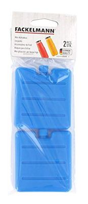 Fackelmann 686465 Lot de 2 bacs réfrigérants pour lunch bag, pains de glace, pains de glace pour glacière, accumulateur de froid, Plastique, Gel réfrigérant, Bleu, 7,7 x 7,3 cm