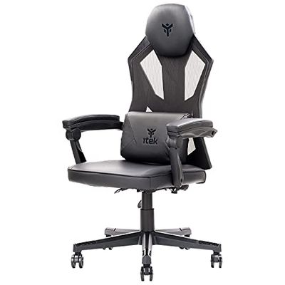 Itek 4Creators CF50 Ergonomische gamingstoel, verstelbare rugleuning en verstelbare hoofdsteun, lendensteun, comfort en design, ideaal als bureaustoel, stoel en stoel voor gamers