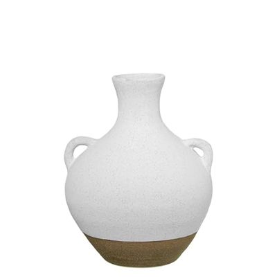 JARRÓN CERÁMICA C/ASAS 28CM BLANCO/TIERRA_°23X28CM