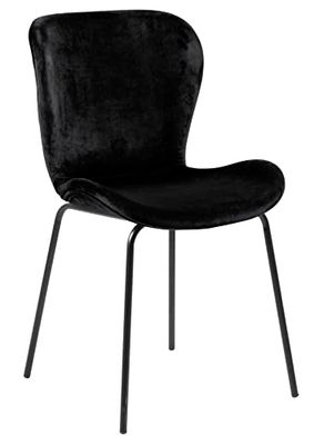 AC Design Furniture Sabine Set di 2 sedie da pranzo in velluto nero con gambe in metallo nero, set di sedie da cucina, sedie nere per sala da pranzo, mobili da pranzo