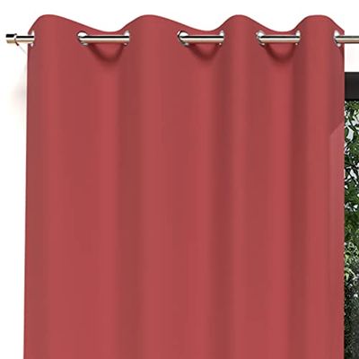 Soleil d'ocre Cortina lisa com ilhoses, anti-rugas, Alix, vermelho, 140 x 250 cm