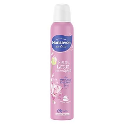 Monsavon Déodorant Femme Spray Fleur de Lotus Presque Divine, Fraîcheur, Effficacité 24h, Sans Alcool, 200ml