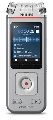 Philips VoiceTracer DVT4115 Enregistreur Vocal 8Go, 3 Microphones HiFi, Enregistrement à Distance. Reconnaissance vocale Sembly AI, création de résumés de réunions, de listes d’Actions à mener