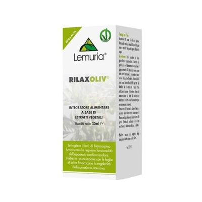 Lemuria - RILAXOLIV - Complément Alimentaire à Base de Feuilles d'Olivier et de Aubépine - Favorise la Fonctionnalité Cardiovasculaire et la Pression Artérielle Régulière - 30 ml - Fabriqué en Italie