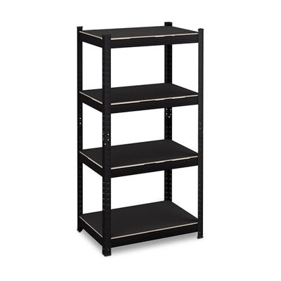 Relaxdays stellingkast, HxBxD 120x60x40 cm, 1000 kg, 4 etages, steeksysteem, berging, schuur, garage, opbergrek, zwart