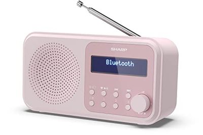 Sharp DR-P420(PK) Radio Digital portatil Tokyo Dab+, Dab y FM con RDS, BT 5.0, USB o Pilas, Mini Jack, Antena telescópica, búsqueda automática, 20+20 memorias, Hora y Fecha Auto, Alarma, Rosa